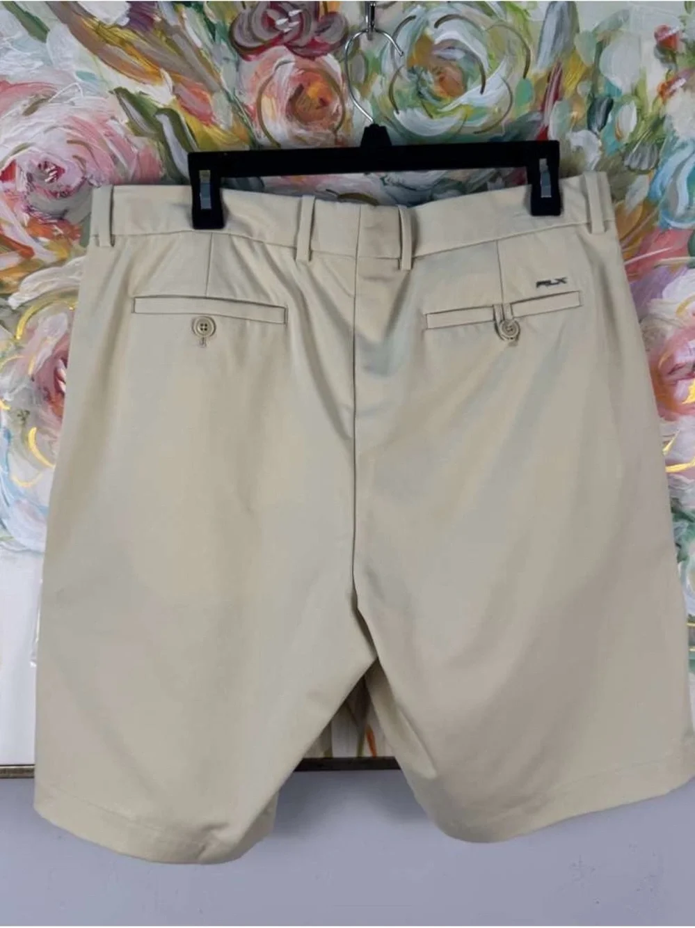 RLX Ralph Lauren Golf Shorts Men 34 Beige Performance Stretch Flat Front